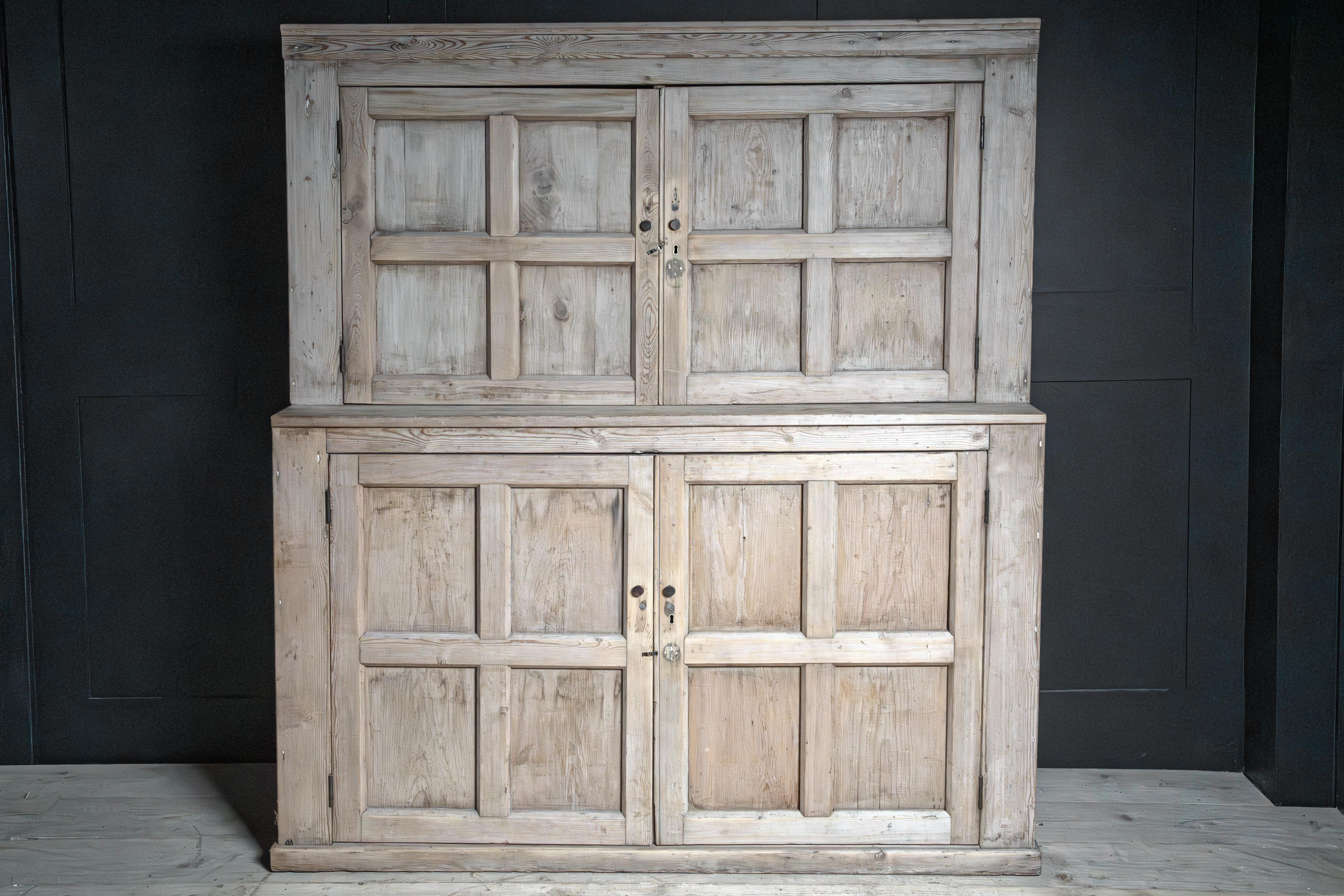 Lutyens arts and crafts English housekeepers cabinet silvered Pitch Pine Late 19th century Circa 1890 vintage antique kingham alton hampshire UK for sale