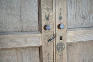 Lutyens arts and crafts English housekeepers cabinet silvered Pitch Pine Late 19th century Circa 1890 vintage antique kingham alton hampshire UK for sale