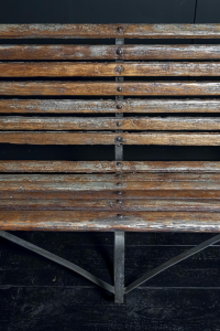 members pavilion Lords ground Surrey cricket ground Guildford Victorian strap work bench 10ft long  scrolled cross braced legs original oak wooden slats Circa 1890