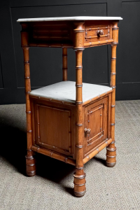 French faux bamboo wash stand Jardiniere Carrara marble cherrywood Circa 1900