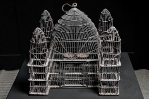 Victorian wirework bird cage feeders swing English Circa 1880  antiques vintage alton hampshire guildford surrey