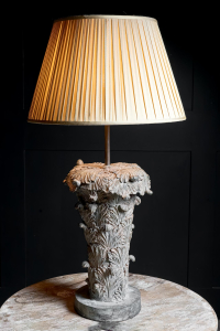 Italian bronze lamp  circa 1880 fountaion head Scrolling acanthus leaf relief detailing table lamp. Circa 1880.