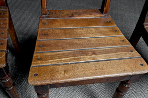 six Swiss alpine oak chairs mountain ski lodge Late 19th century