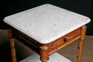 French faux bamboo wash stand Jardiniere Carrara marble cherrywood Circa 1900