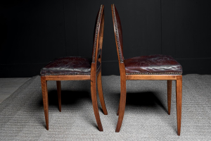 19th-century mahogany hall chairs mitre-back chairs on tapered front legs sabre back legs studded brass edge detail. Circa 1828 antiques vintage alton hampshire guildford surrey