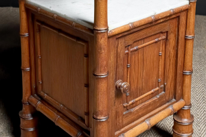 French faux bamboo wash stand Jardiniere Carrara marble cherrywood Circa 1900