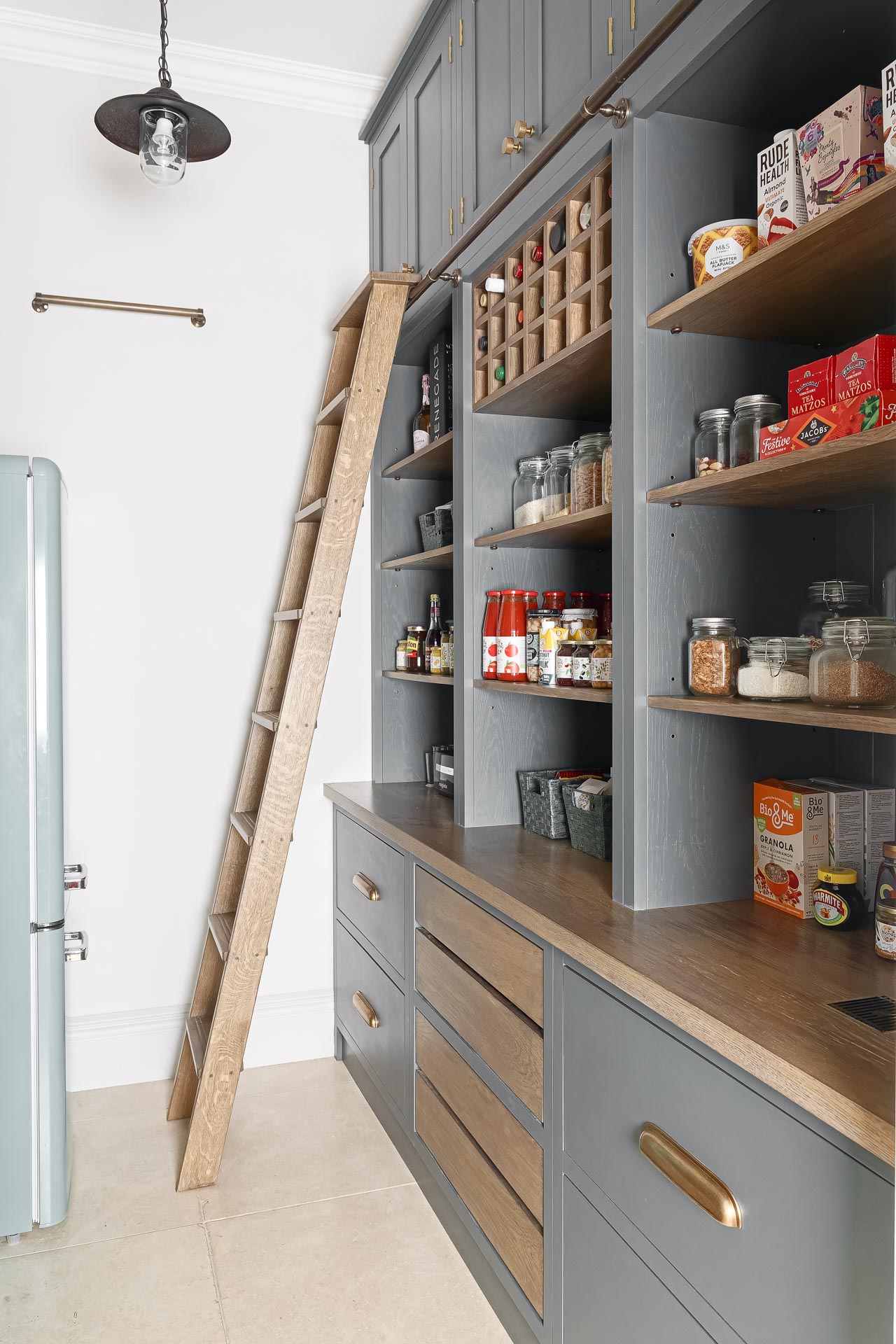 Traditional bespoke kitchen pantry North London alton hampshire guildford surrey shaker style luxury hand painted hand made miele fisher paykel armac martin farrow and ball quooker Calacatta Borgini marble