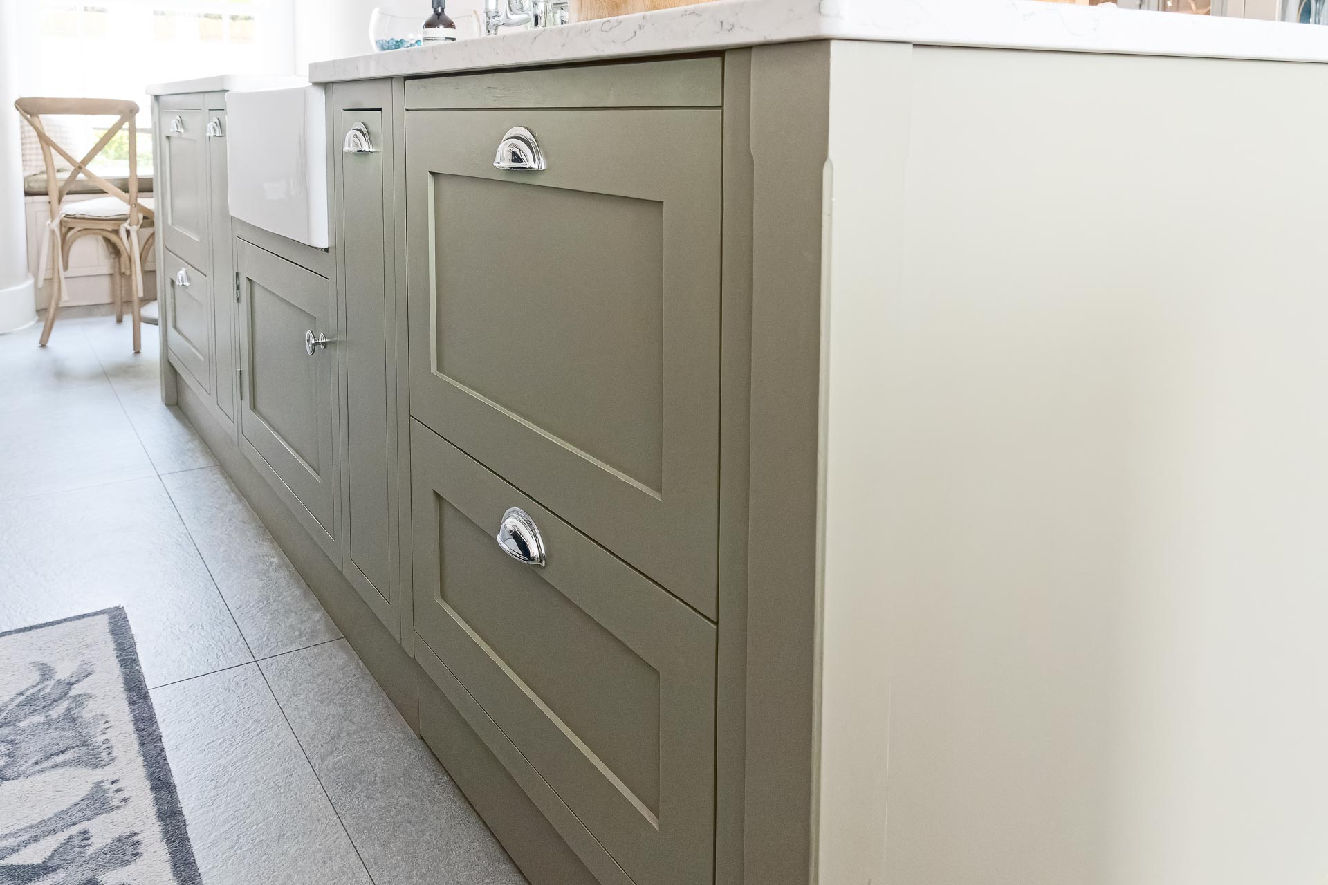 Traditional bespoke kitchen pantry utility scullery Hampstead North London alton hampshire guildford surrey shaker style luxury hand painted hand made miele fisher paykel armac martin farrow and ball quooker silestone caesarstone quartz maeble