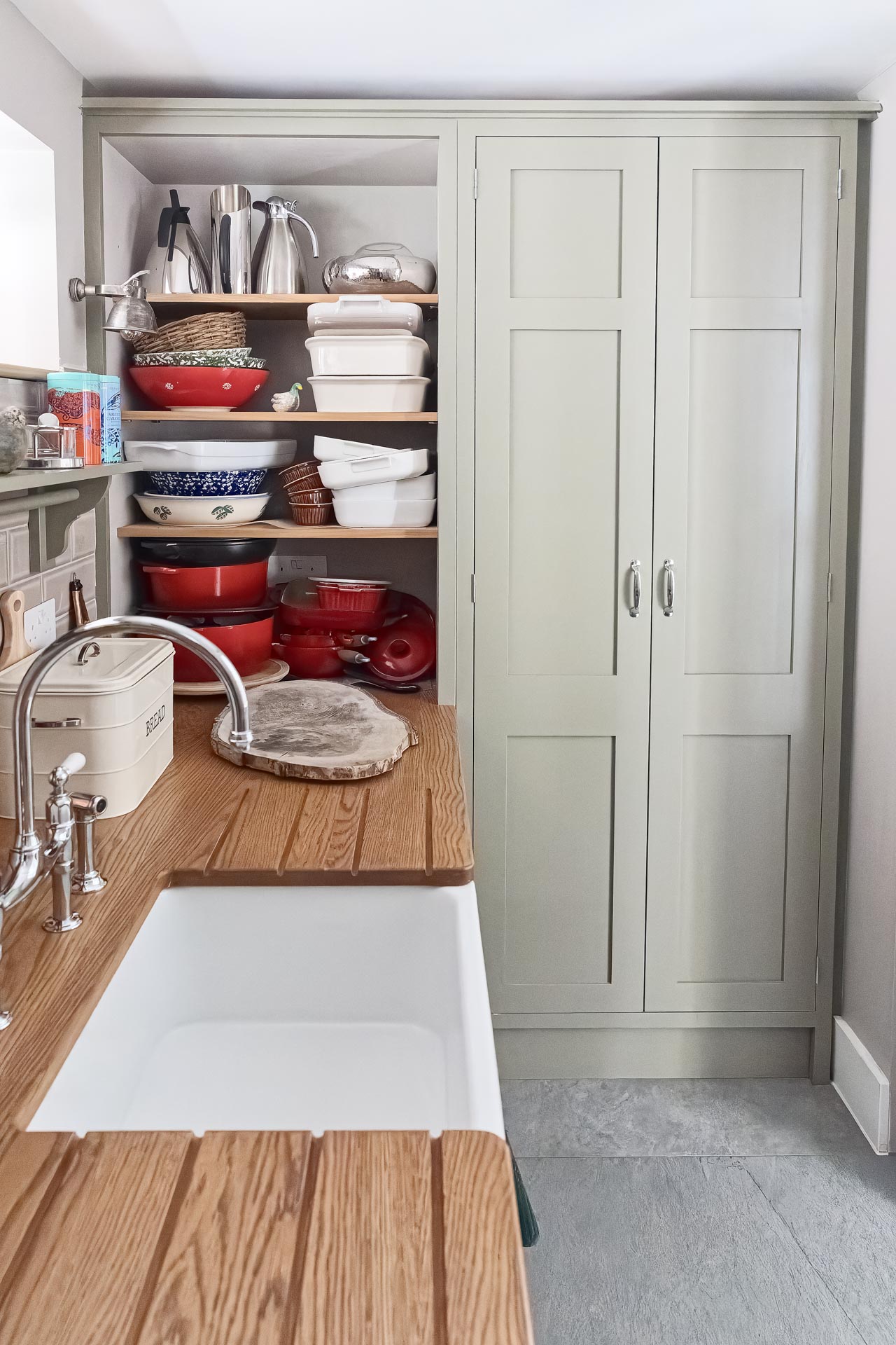 Traditional bespoke kitchen pantry utility scullery Hampstead North London alton hampshire guildford surrey shaker style luxury hand painted hand made miele fisher paykel armac martin farrow and ball quooker silestone caesarstone quartz maeble